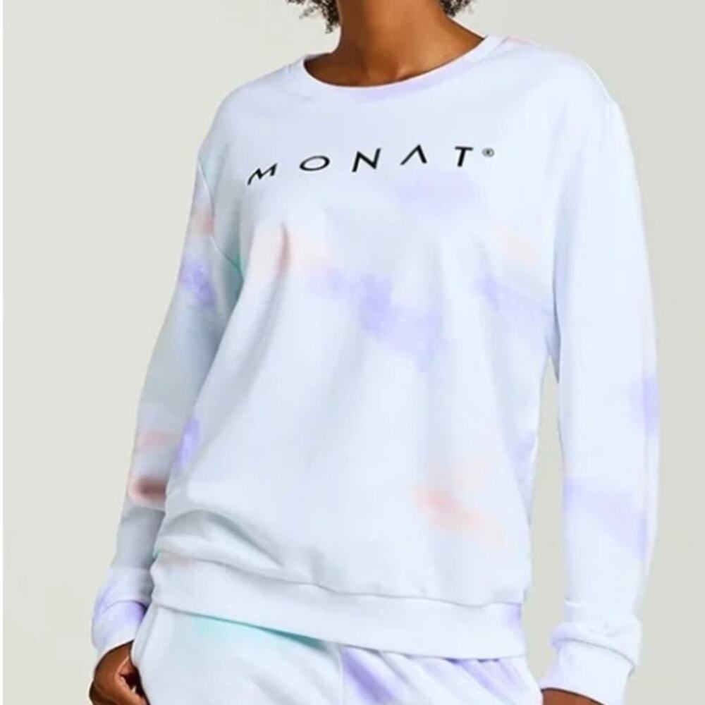 MONAT Pastel Tie-Dye Sweatshirt - White - 100% Cotton Size Small